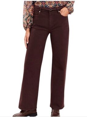 LOFT Wide-Leg High Rise Jeans in Chocolate Brown 12/31